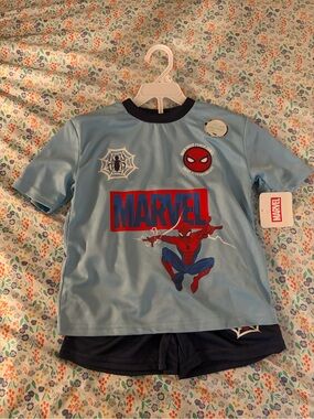 Marvel Light Blue Spider-Man Short Sleeve Tee and shorts
